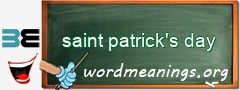 WordMeaning blackboard for saint patrick's day